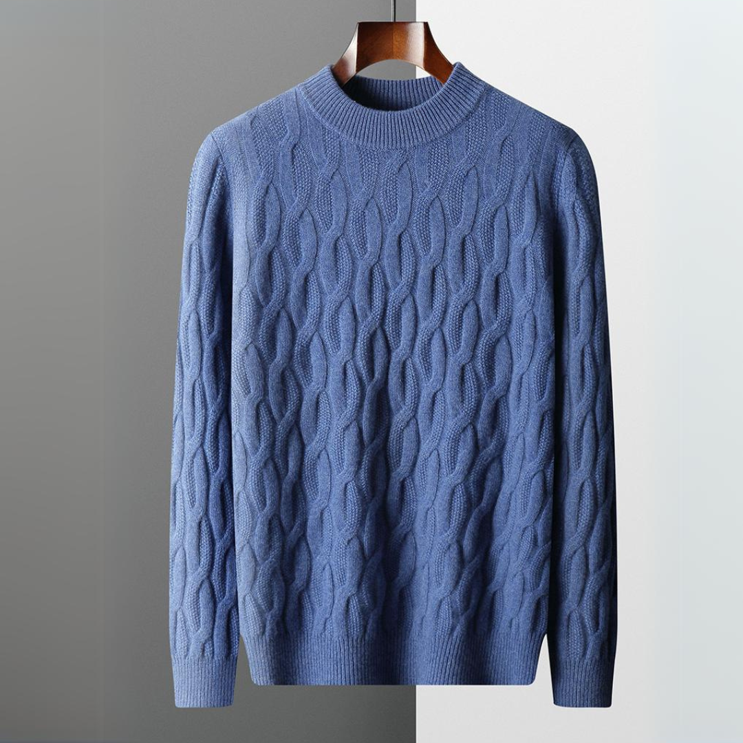 Unisex Cashmere Sweater – Relaxed Fit – Cable Knit – Ribbed Crew Neck 4