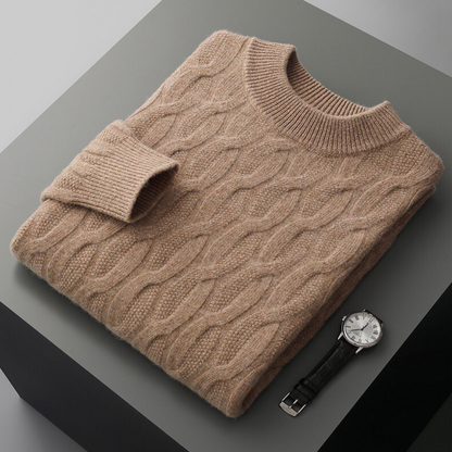 Unisex Cashmere Sweater – Relaxed Fit – Cable Knit – Ribbed Crew Neck 6