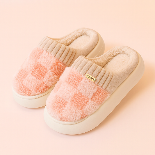 Unisex Checkered Slippers | Warm, comfortable, and non-slip house slippers for winter 0