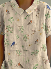  Maya | Casual women's shirt with bird and branch print-3