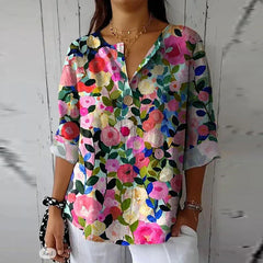  DUNYA | Floral Print Spring Blouse-1