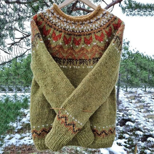 Vintage-style winter sweater for women | Round neck 0