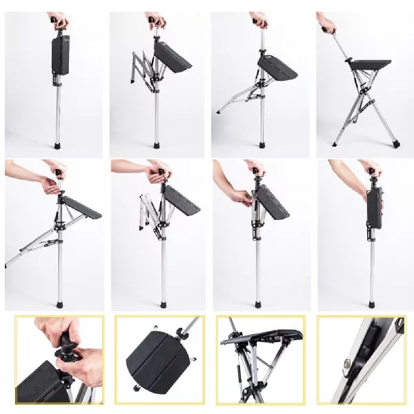 Walking Stick with Seat - Portable Folding Cane Chair for On-the-Go Comfort | Mobility Support 5
