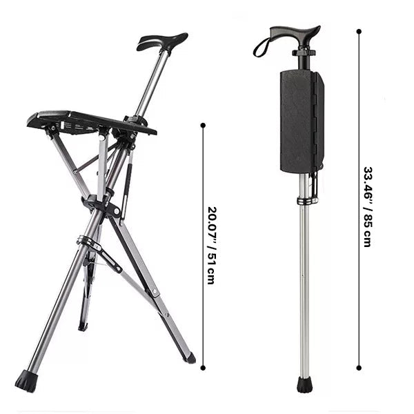 Walking Stick with Seat - Portable Folding Cane Chair for On-the-Go Comfort | Mobility Support 6