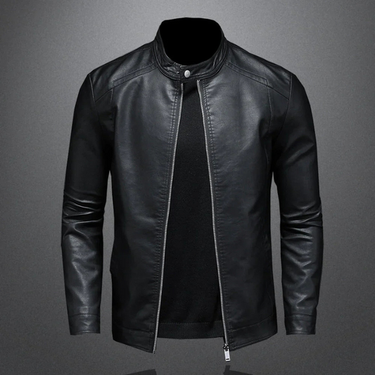 Waterproof Black Biker Jacket for Men | Slim Fit 0