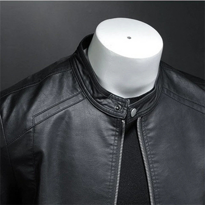 Waterproof Black Biker Jacket for Men | Slim Fit 2
