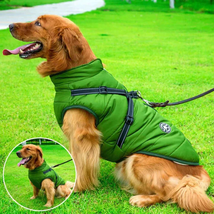 Waterproof Winter Dog Jacket - Sherpa-Fleece Lined - Built-in Harness 1