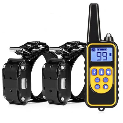 Waterproof electric dog collar with remote control - rechargeable, adjustable for all sizes, human training options 0