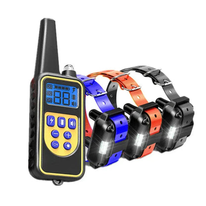 Waterproof electric dog collar with remote control - rechargeable, adjustable for all sizes, human training options 1