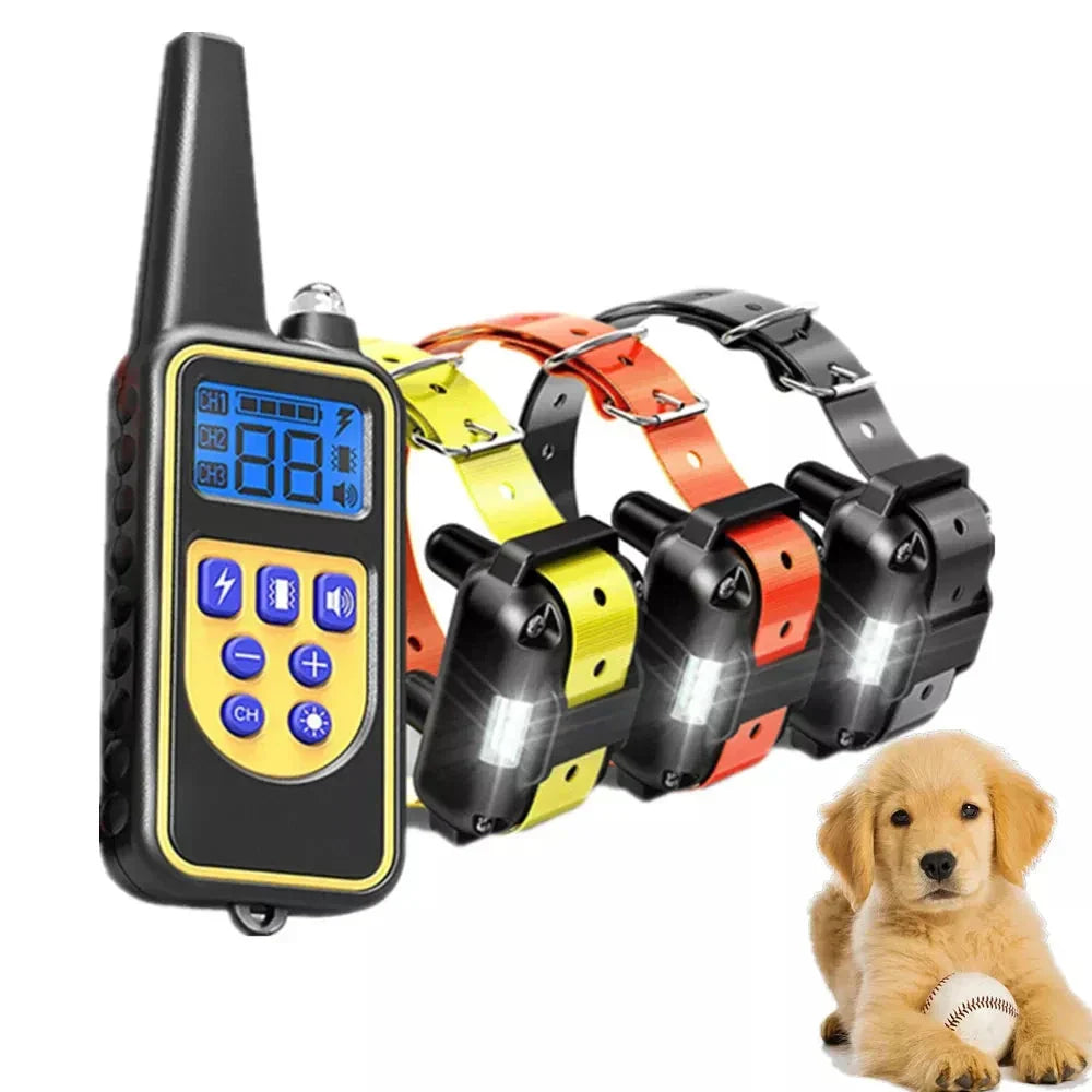 Waterproof electric dog collar with remote control - rechargeable, adjustable for all sizes, human training options 3