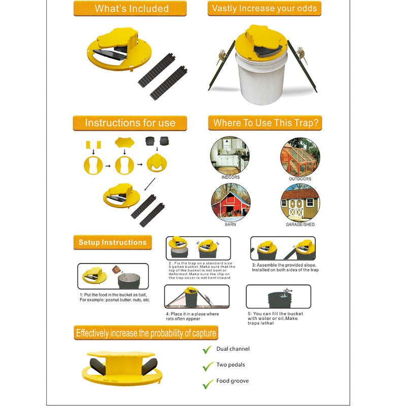 4er-Pack Eimerdeckel-Mausefalle