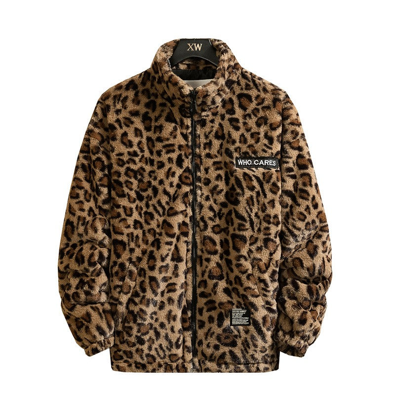 Leopard Print Long Sleeve Jacket Fashion Brand Loose Hip Hop Top