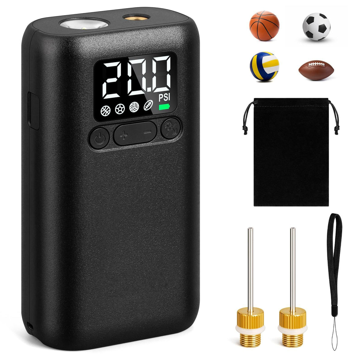 Pompa elettrica automatica per palloni con capacità di 20 PSI, LED