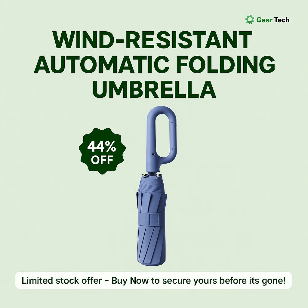 Wind-Resistant Automatic Folding Umbrella with Large Buckle Handle – Compact & Durable 6