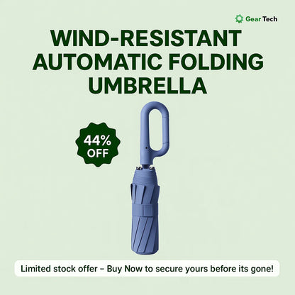 Wind-Resistant Automatic Folding Umbrella with Large Buckle Handle – Compact & Durable 6