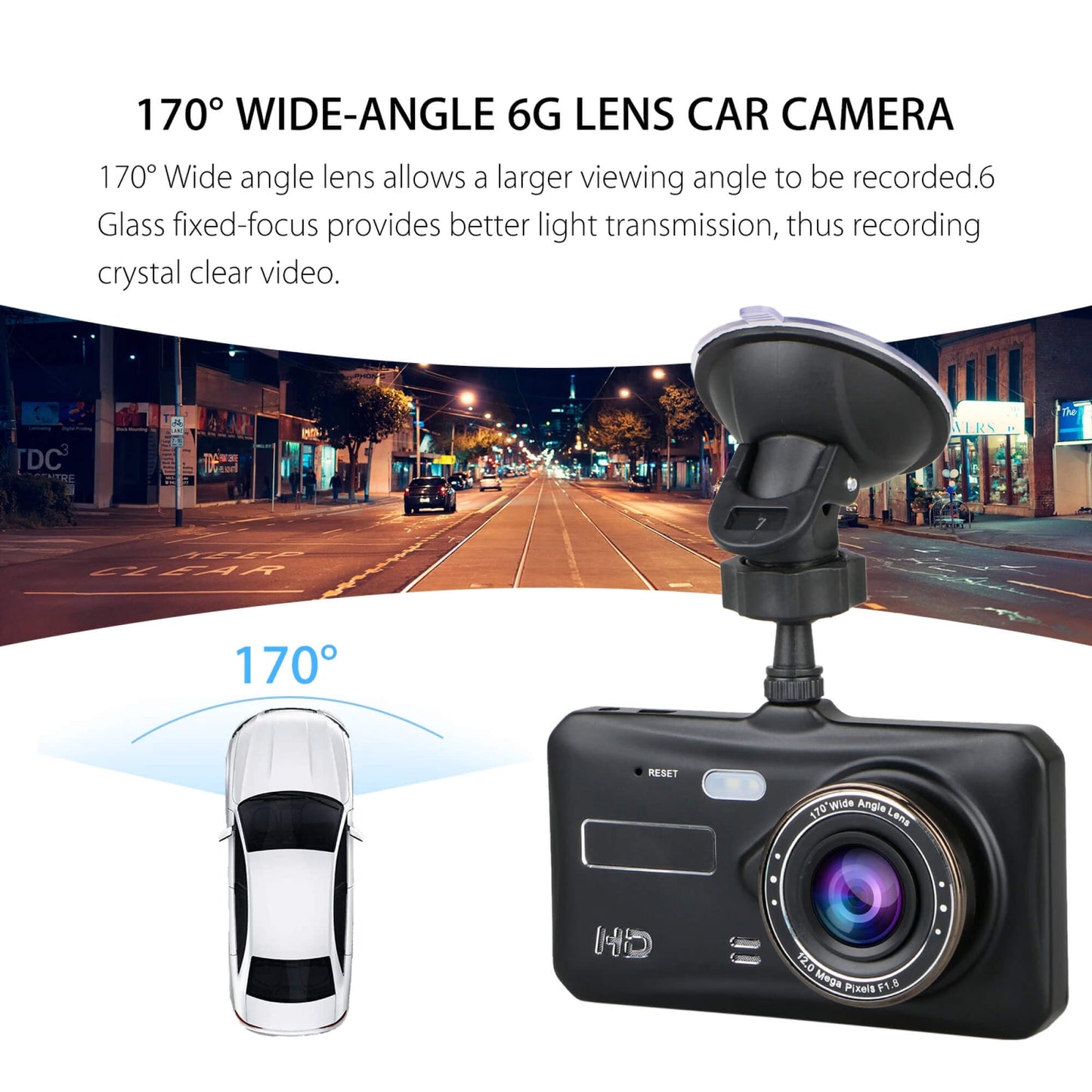 Wireless Dashboard Camera for Vehicle Car Front and Rear Double 6