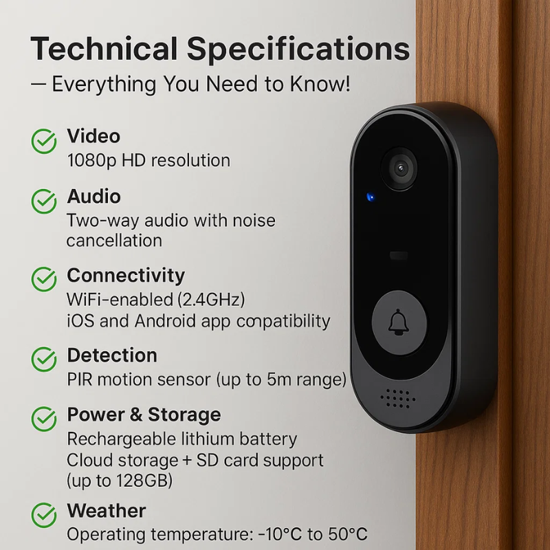 Wireless Smart Video Doorbell | No Subscription Needed | High-Definition Camera Doorbell 2