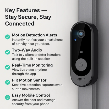 Wireless Smart Video Doorbell | No Subscription Needed | High-Definition Camera Doorbell 6