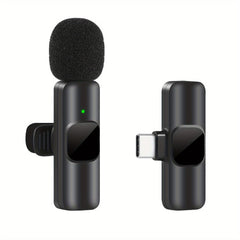 Wireless lavalier microphone for video recordings and live streaming compact design with high sound quality and USB-C connection 1