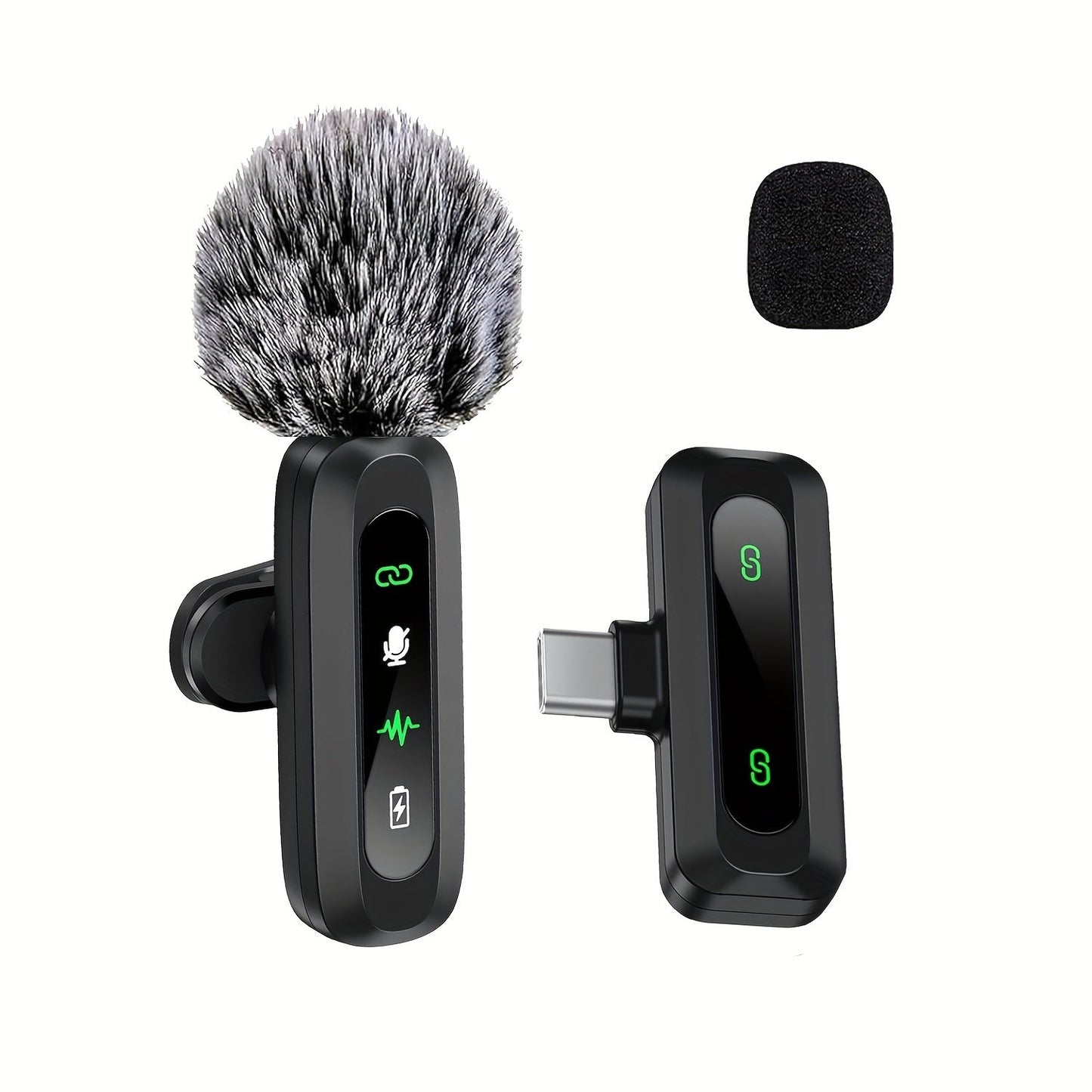 Wireless lavalier microphone with USB-C connectivity for smartphones and tablets compact design, ideal for podcasts and vlogs 0