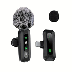 Wireless lavalier microphone with USB-C connectivity for smartphones and tablets compact design, ideal for podcasts and vlogs 0