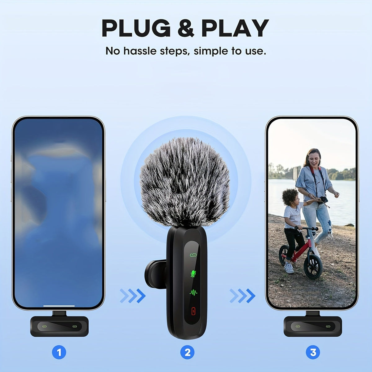 Wireless lavalier microphone with USB-C connectivity for smartphones and tablets compact design, ideal for podcasts and vlogs 5