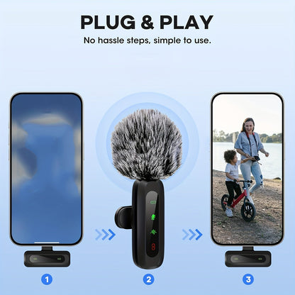 Wireless lavalier microphone with USB-C connectivity for smartphones and tablets compact design, ideal for podcasts and vlogs 5