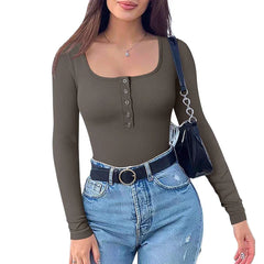 OLIVE | Stylish Ribbed Long Sleeve Bodysuit-3