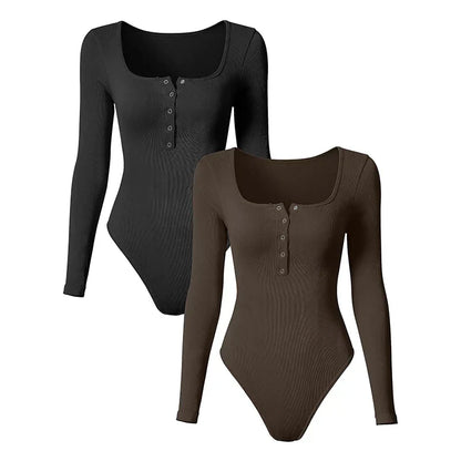 OLIVE | Stylish Ribbed Long Sleeve Bodysuit-6