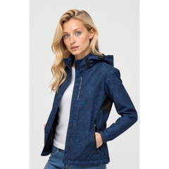 Women printed zipper winter jacket | Hood 0