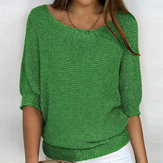 Women's 3/4 sleeve knitted sweater | round neck 0