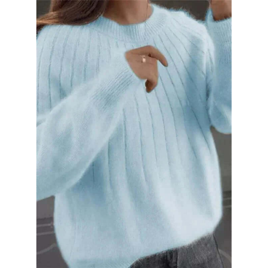 Women's Comfortable Knit Crew Neck Sweater | Long Sleeve 0