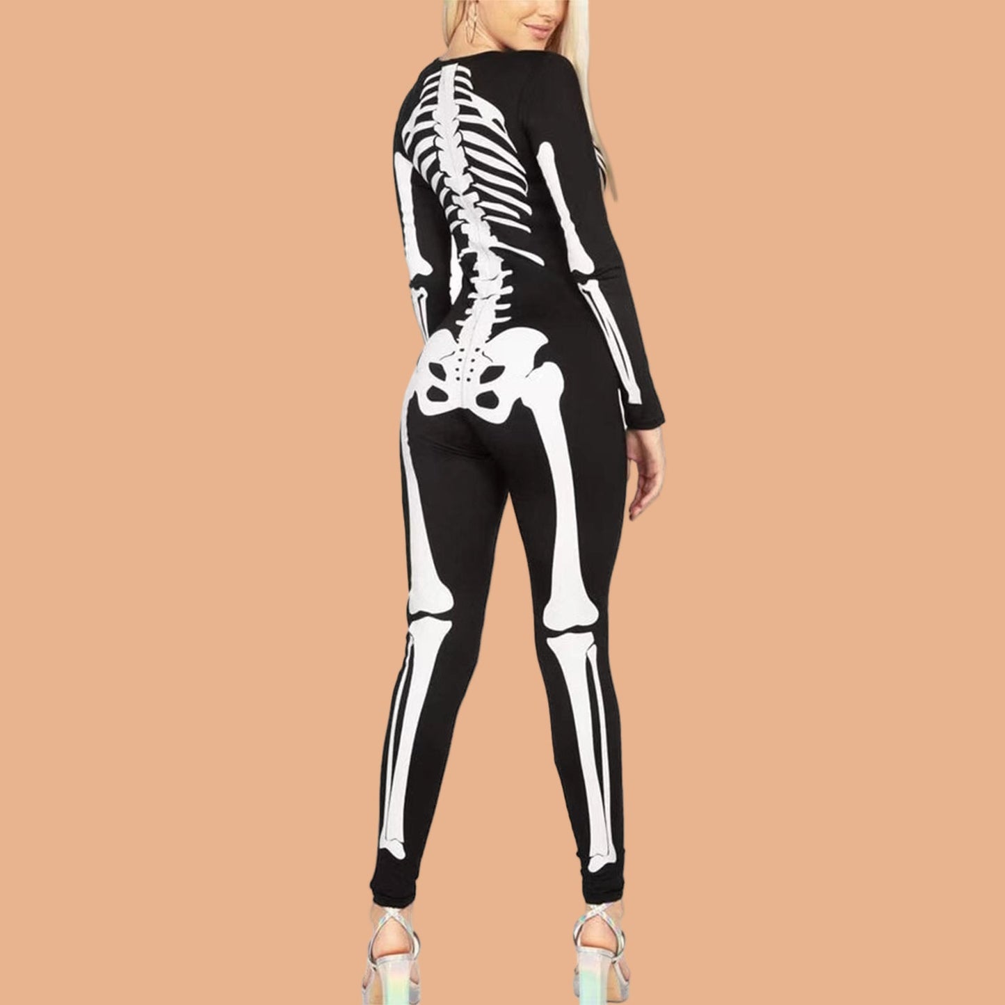 Women's Halloween Skeleton One-Piece Jumpsuit 2
