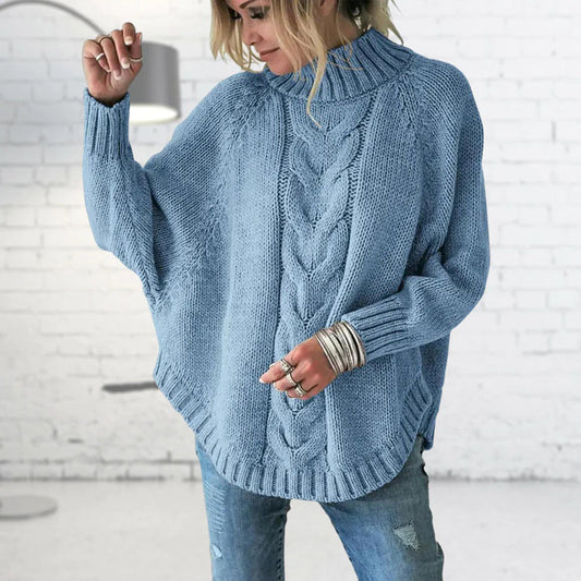 Women's Loose Fit Knit Sweater | Turtleneck 0