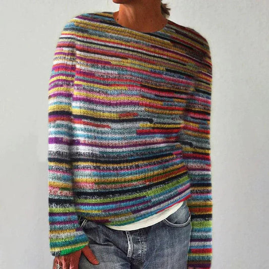 Women's Striped Chunky Knit Sweater | Long Sleeve 0