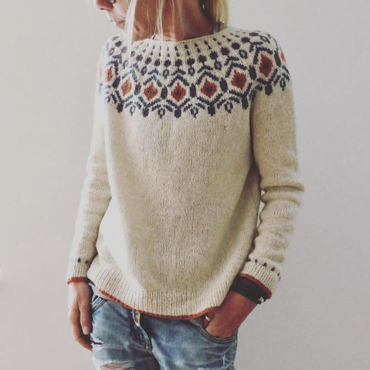 Women's chunky knit sweater with geometric pattern | Winter 0