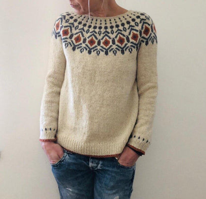 Women's chunky knit sweater with geometric pattern | Winter 1