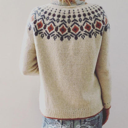 Women's chunky knit sweater with geometric pattern | Winter 3