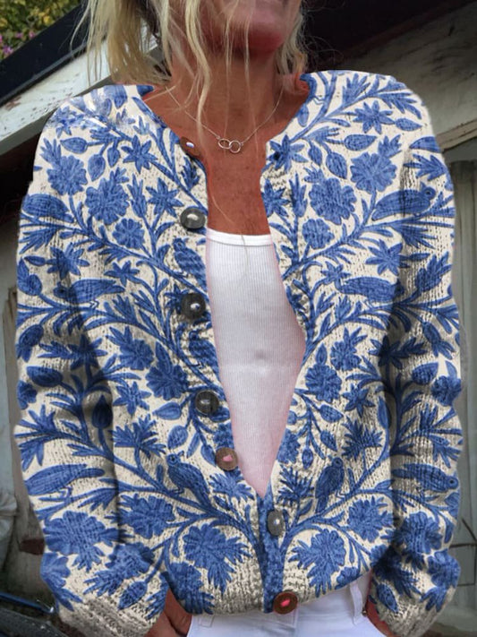 Women's floral cardigan | round neck 0