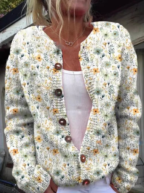 Women's floral cardigan | round neck 1