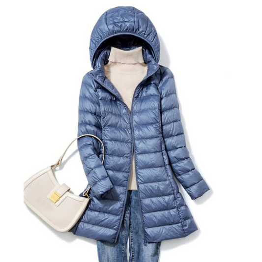 Women's long winter buffer jacket | Hood 0