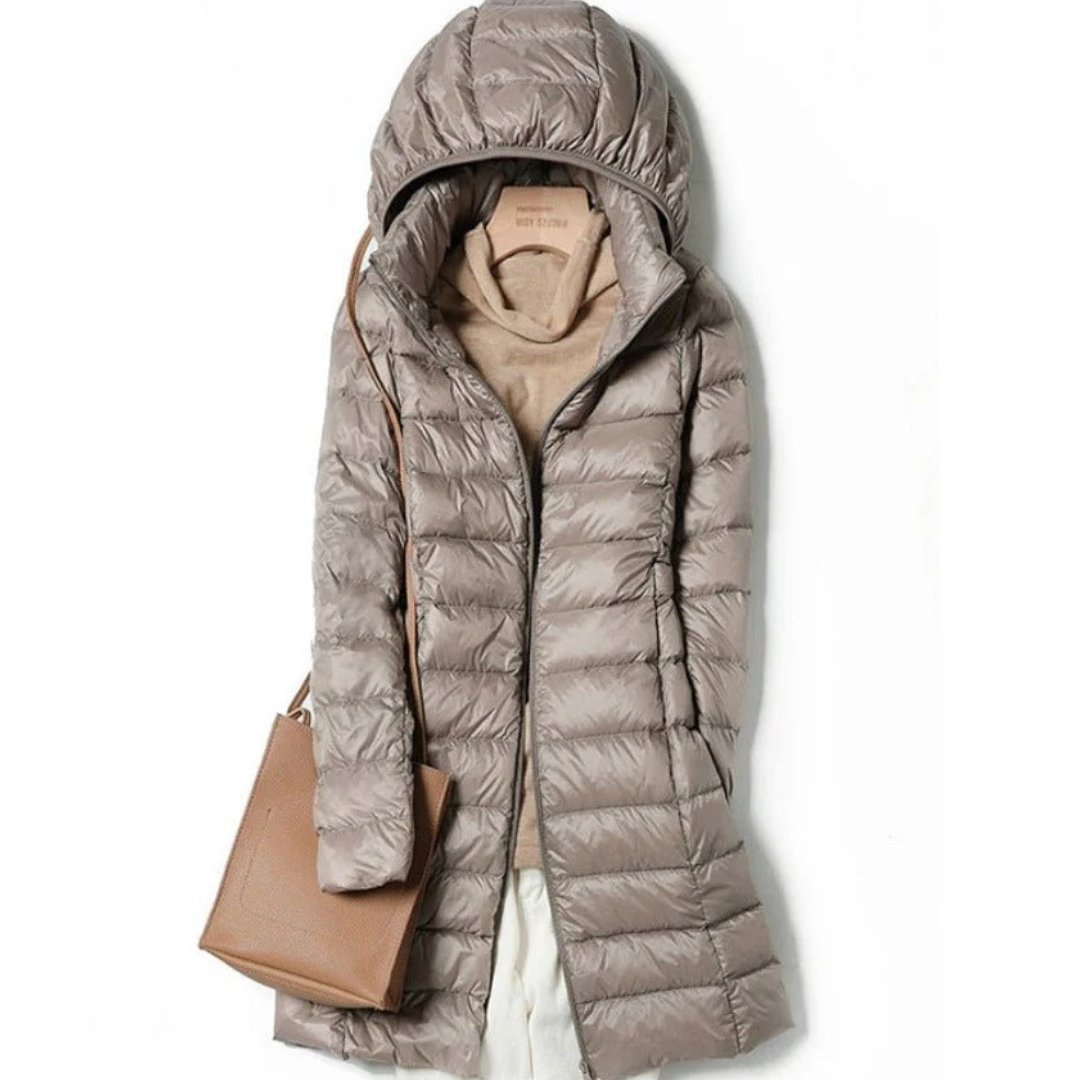 Women's long winter buffer jacket | Hood 5