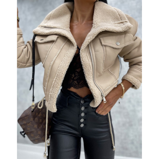 Women's short warm winter jacket | zipper 0