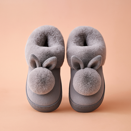 Women's slippers with a rabbit motif for winter | Warm and cute 0