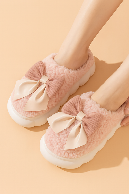 Women's slippers with bow | Soft, warm, and non-slip house slippers for winter 0