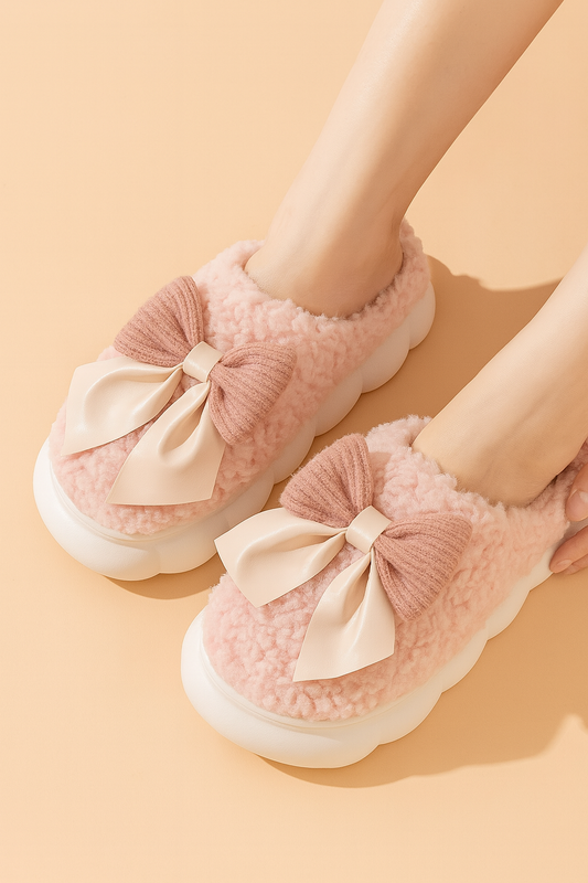Women's slippers with bow | Soft, warm, and non-slip house slippers for winter 0