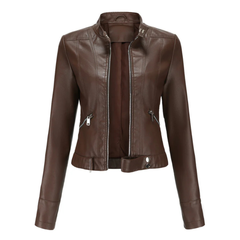 Women's zipper short biker jacket | Long -sleeved 1