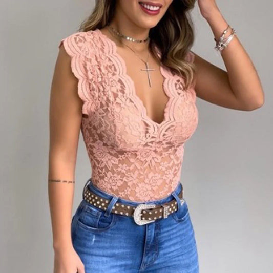  SAVANNAH | V-Neck Lace Top for Women-1
