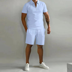 Elevate Your Style: HENRY Men's Polo and Shorts Two-Piece Set-1