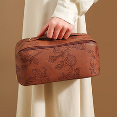 Camila | Floral embossed and spacious storage cosmetic bag 4